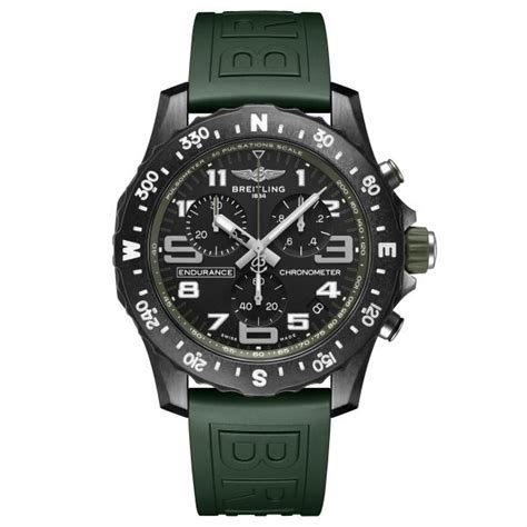 Breitling Endurance Pro Green Rubber Strap Watch 